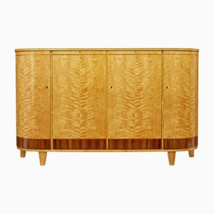 Mid-Century Scandinavian Birch and Walnut Shaped Sideboard, 1950s