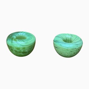 Vintage Swirl Cloud Art Glass Candleholder, 1970s, Set of 2