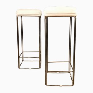Set of Brass and Fabric Stools, 1970s