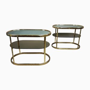 Nachttische aus Glas & Vergoldetem Metall, 1970er, 2er Set