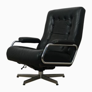 Mid-Century Leather and Chrome Lounge Chair, 1960s
