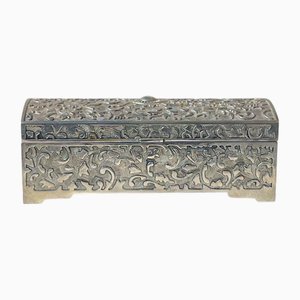 Vintage Jewelry Box in White Metal, 1980s
