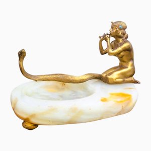 20th Century Art Deco Bronze & Onyx Snake Charmer in the style of Preiss, 1920s