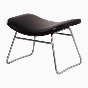 Vintage Foot Stool in Black Skai by Rudolf Wolf & J.H. Rohe for Rohe Noordwolde, 1960s