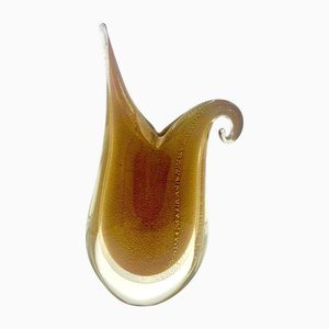 Gold Incrustation Sommerso Murano Glass Vase attributed to Flavio Poli for Seguso Vetri d'Arte, Italy, 1970s