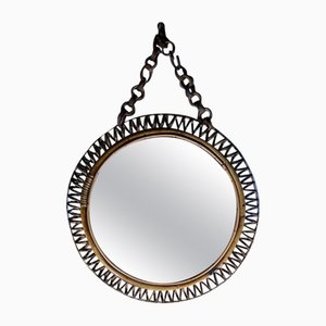 French Riviera Mirror in Bamboo Rattan, Italy, 1960s