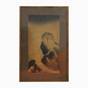 Tetsuzan Mori, Raccoon Dog and the Moon, 1900s, Woodblock Print