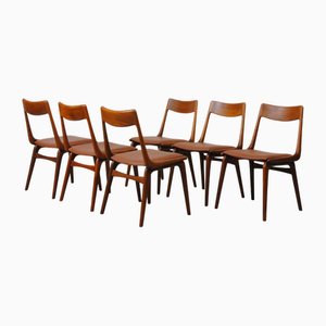 Sedie da pranzo in teak completamente restaurata di Alfred Christensen, Danimarca, anni '50, set di 6