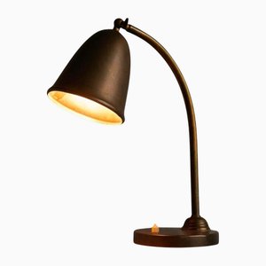 Bell-Shaped Table Lamp in Patinated Brass, Netherlands, 1930s