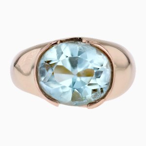French Topaz 18 Karat Yellow Gold Bangle Ring, 1980s