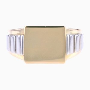 Anillo de sello francés Art Déco en oro amarillo de 18 kt con grabado, años 30