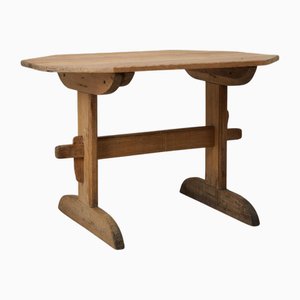 Antique Swedish Folk Art Handmade Dining or Work Table in Pine