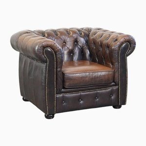 English Chesterfield Chair in Cowhide Leather
