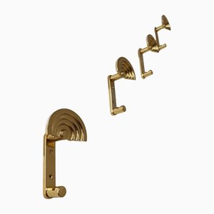 Patères Vintage en Laiton par Ettore Sottsass, Italie, 1980s, Set de 4