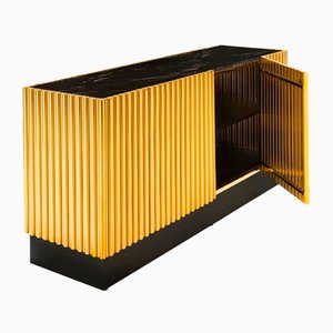 Vintage Golden Steel Sideboard with Stone Top, 1990s