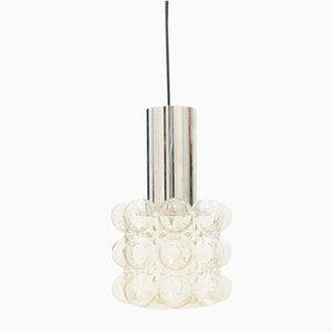 Mid-Century Bubble Glass and Chrome Pendant attributed to Helena Tynell for Limburg, Germany, 1960s