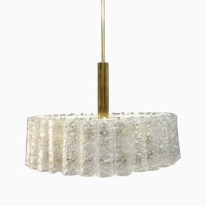 Lampada a sospensione con tubi in vetro e ottone di Doria Leuchten, Germania, anni '60