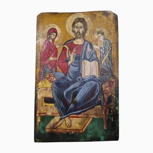 Vintage Icon Painted on Board, 1950s