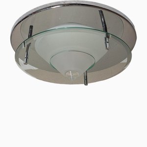 Vintage Ceiling Lamp with Chrome-Plated Metal Base from Hustadt-Leuchten, 1980s