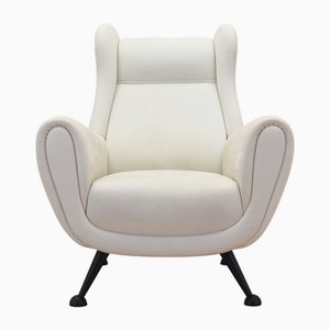Vintage Italian White Lounge Chair, 1980s