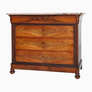 Commode à Tiroirs Louis Philippe avec Plateau en Marbre Rose, France, 1850s