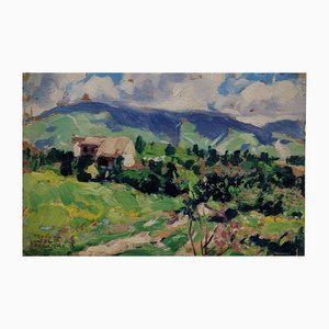 Teodoro Wolf Ferrari, Vue de Monte Grappa et Boccaor, Italie, 1934, Huile sur Panneau, Encadrée