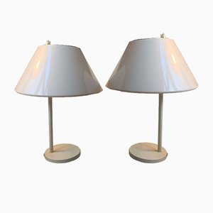 Lámparas de mesa Combi danesas minimalistas blancas de Per Iversen para Louis Poulsen, años 80. Juego de 2