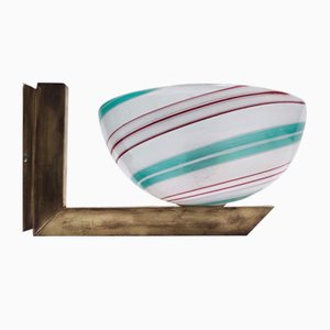Lámpara de pared de cristal de Murano y latón atribuido a Dino Martens para Aureliano Toso, Italia, años 50