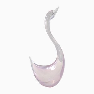 Swan Vintage en Verre de Murano Rose Sommerso par Elio Raffaeli, Italie, 1980s
