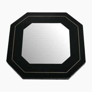 Black Lacquered Wood & Brass Edging Octagonal , 1970s
