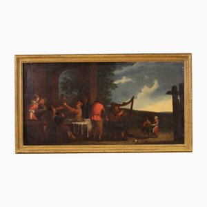 Bamboccianti Genre Scene, 1650, Oil on Canvas, Framed