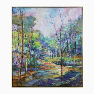 Pragliola Alfonso, Riflessi Rosati, Original Landscape Painting, 2019, Mixed Media, Framed