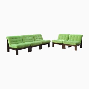 Vintage Modular Limegreen Mohair Sofa, 1980s, Set of 5