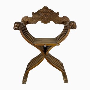 Florentine Renaissance Savonarola Chair in Carved Wood