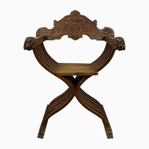 Florentiner Renaissance Savonarola Stuhl aus geschnitztem Holz