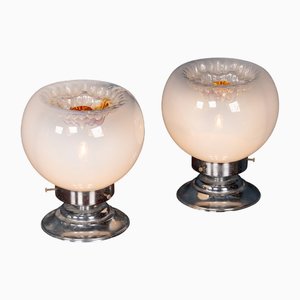 Lampade da tavolo vintage in vetro di Murano di Gaetano Sciolari per Mazzega, 1970, set di 2