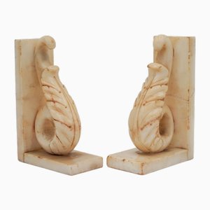 Handgeschnitzte italienische Vintage Buchstützen aus Alabaster, 1960, 2er Set