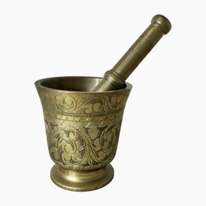 Brass Pestle and Mortar, 1890s, Set of 2