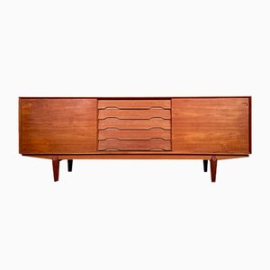 Enfilade Early Edition avec Portes Coulissantes et Tiroirs en Teck par Henry Rosengren Hansen pour Dyrlund, Danemark, 1960s