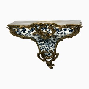 Blue and White Ceramic and Ormolu Wall Bracket, 1890s