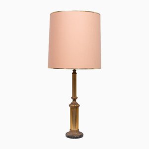 Lámpara de mesa Hollywood Regency de latón dorado, años 70