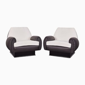 Poltrone Art Deco con base nera lucida, anni '40, set di 2