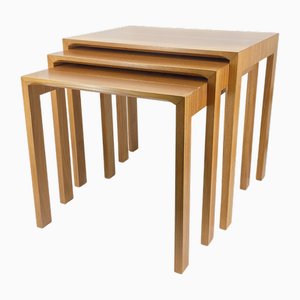 Tavoli ad incastro Mid-Century in noce e teak di Rex Raab per Wilhelm Renz, Germania, anni '50, set di 3