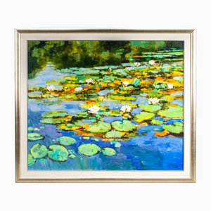 H.Hess, Ninfee, anni '80, Olio su tela