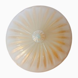 Champagne Murano Glass Ceiling Pendant Lamp attributed to Ercole Barovier for Maestri Di Murano, 1980s