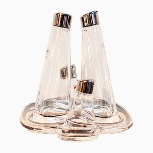 Set olio e aceto, sale e pepe di Angelo Mangiarotti per Colle Cristallerie, 1986, set di 5