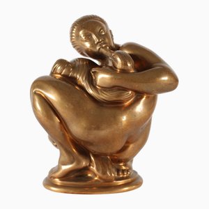 Statuetta Leda e il cigno in bronzo di Kai Nielsen per L. Rasmussen, anni '50