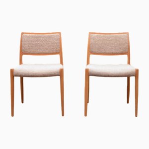 Set of Danish Model 80 Oak Dining Chairs by Niels Otto Møller, 1970s