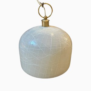 Lampe à Suspension Mid-Century Moderne en Verre de Murano Blanc par La Murrina, 1970s