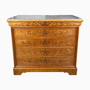 Charles X Chest of Drawers with Marble Top, 1950s